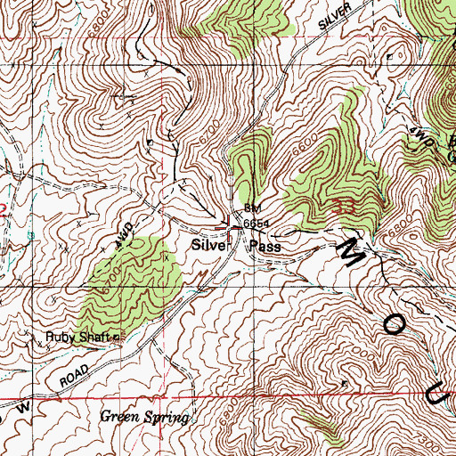 Topographic Map of Silver Pass, UT