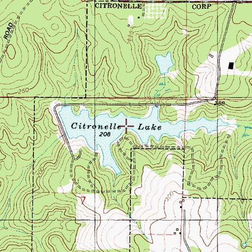 Topographic Map of Citronelle Lake, AL