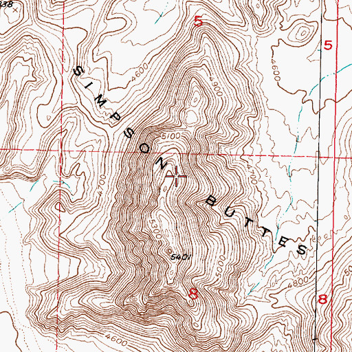 Topographic Map of Simpson Buttes, UT