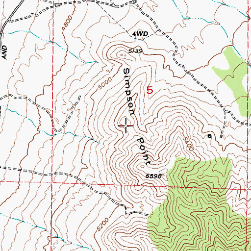 Topographic Map of Simpson Point, UT