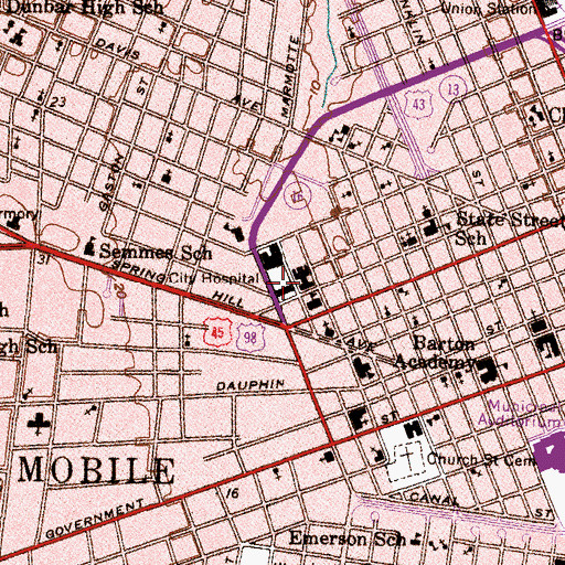 Topographic Map of City Hospital (historical), AL
