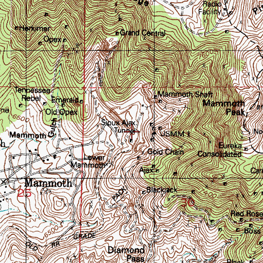 Topographic Map of Sioux Ajax Tunnel, UT