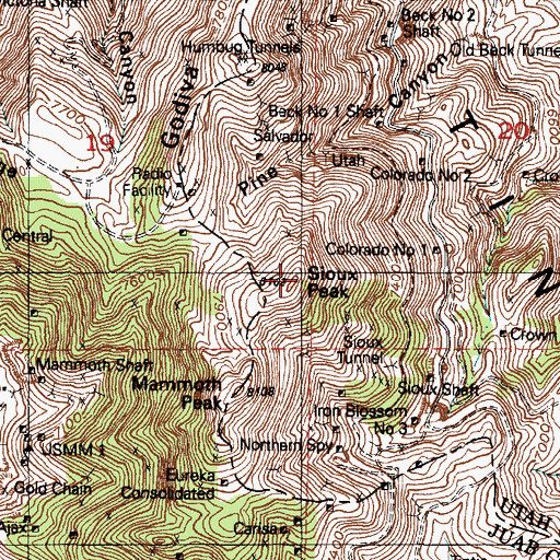 Topographic Map of Sioux Peak, UT