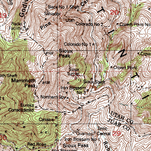 Topographic Map of Sioux Tunnel, UT