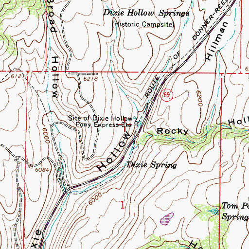 Topographic Map of Site of Dixie Hollow Pony Express Station, UT