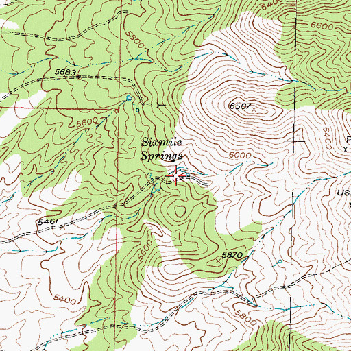 Topographic Map of Sixmile Springs, UT
