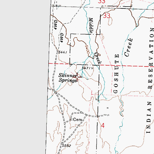 Topographic Map of Skinner Springs, UT