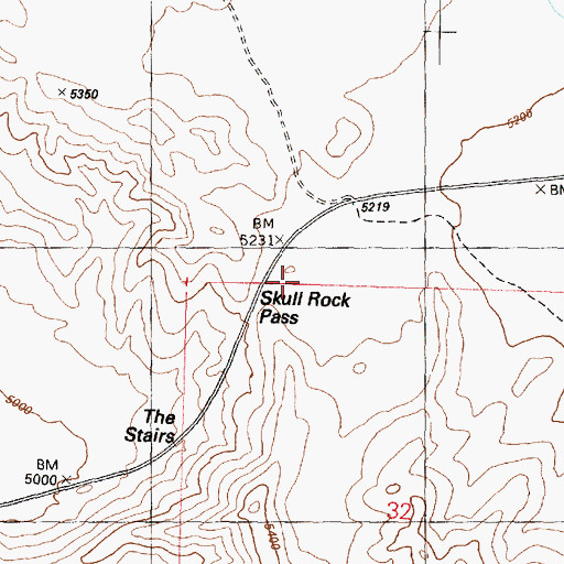 Topographic Map of Skull Rock Pass, UT