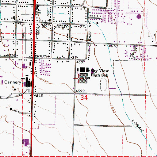 Topographic Map of Sky View High School, UT