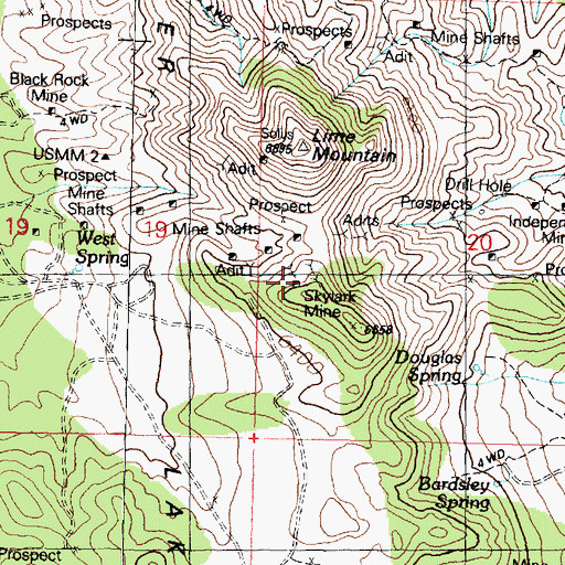 Topographic Map of Skylark Mine, UT