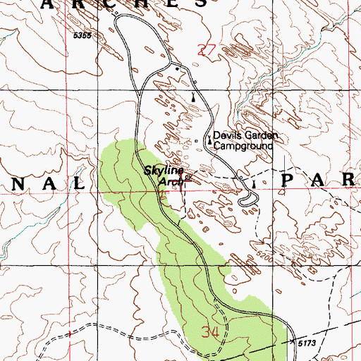 Topographic Map of Skyline Arch, UT