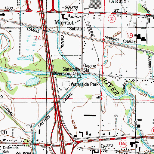 Topographic Map of Slaterville Diversion Dam, UT