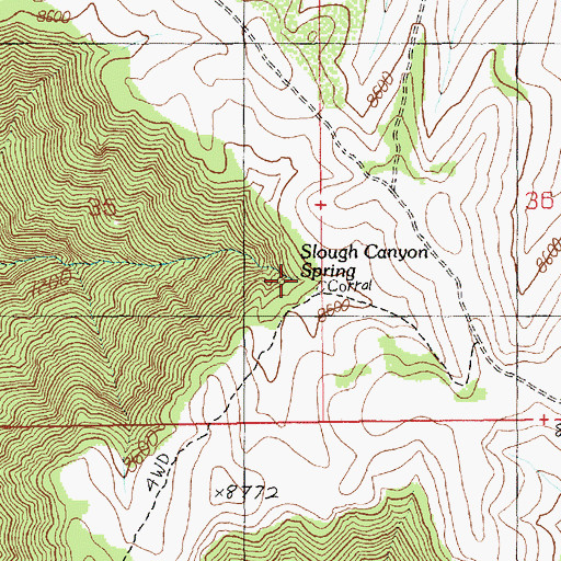Topographic Map of Slough Canyon Spring, UT