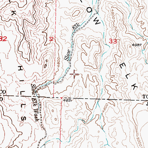 Topographic Map of Slow Elk Hills, UT