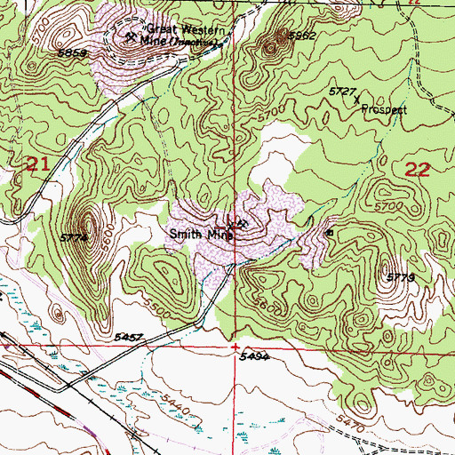 Topographic Map of Smith Mine, UT