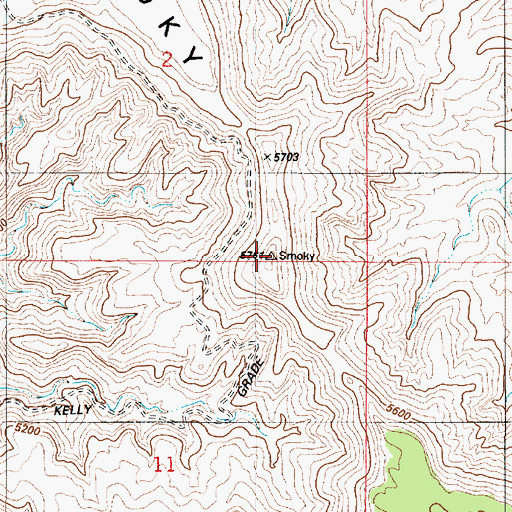 Topographic Map of Smoky Mountain, UT