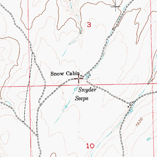 Topographic Map of Snow Cabin, UT