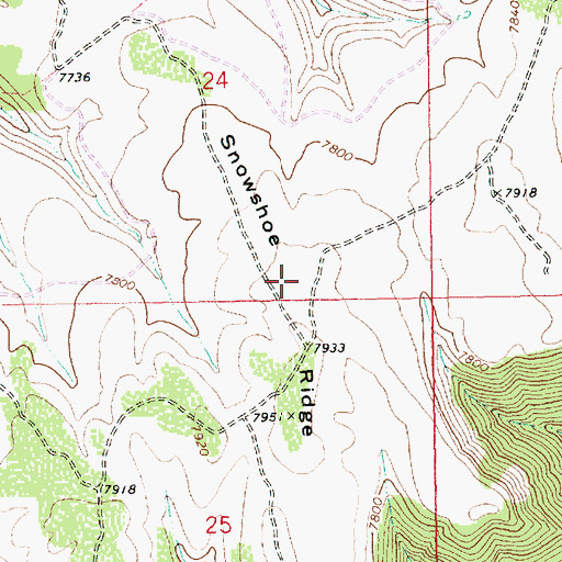Topographic Map of Snowshoe Ridge, UT