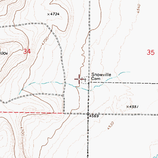 Topographic Map of Snowville Cemetery, UT