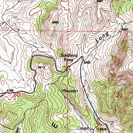Topographic Map of Soldiers Pass, UT