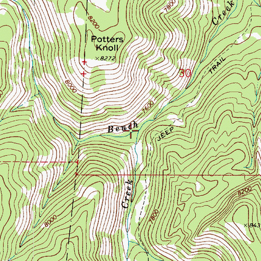 Topographic Map of South Bench Creek, UT