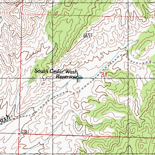 Topographic Map of South Cedar Wash Reservoir, UT