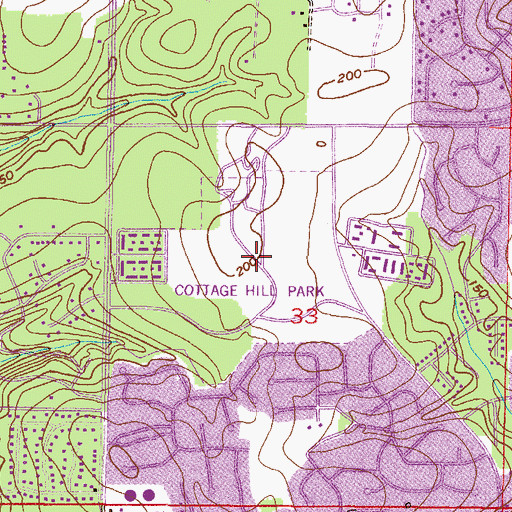 Topographic Map of Cottage Hill Park, AL
