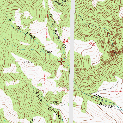 Topographic Map of South Fork Birch Creek, UT