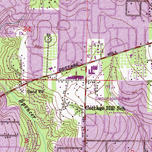 Topographic Map of Cottage Village Shopping Center, AL