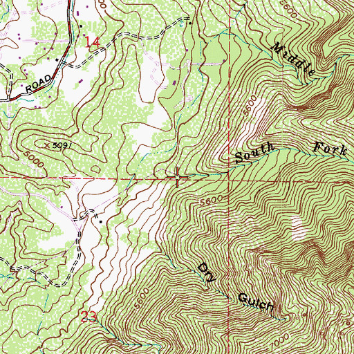 Topographic Map of South Fork Dry Creek, UT