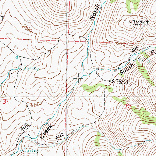 Topographic Map of South Fork Hardesty Creek, UT
