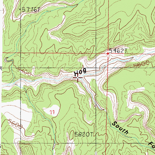 Topographic Map of South Fork Hog Canyon, UT