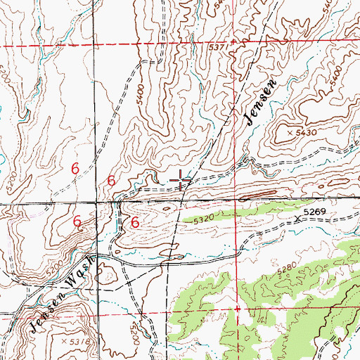 Topographic Map of South Fork Jensen Wash, UT