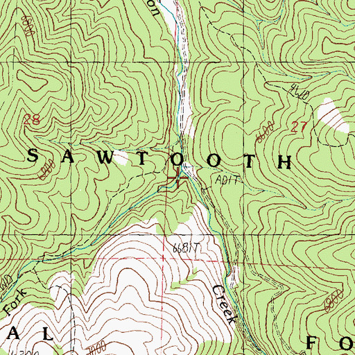Topographic Map of South Fork Johnson Creek, UT