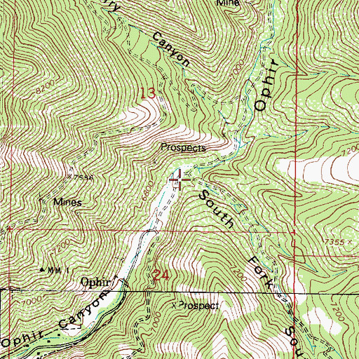 Topographic Map of South Fork Ophir Canyon, UT