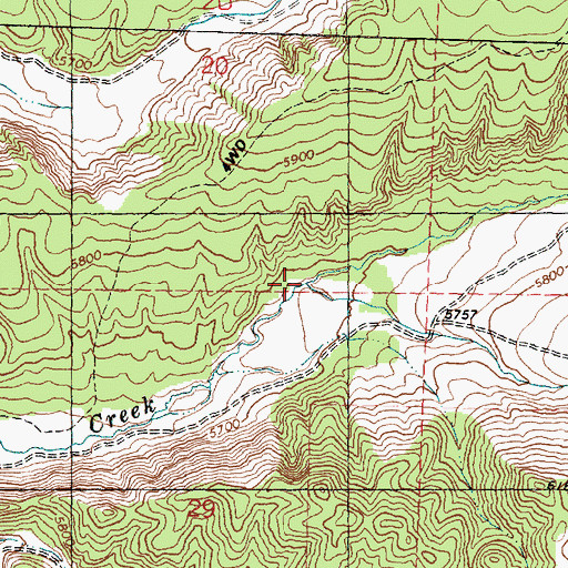 Topographic Map of South Fork Pine Creek, UT