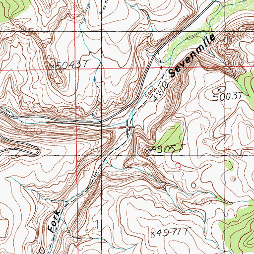 Topographic Map of South Fork Sevenmile Canyon, UT