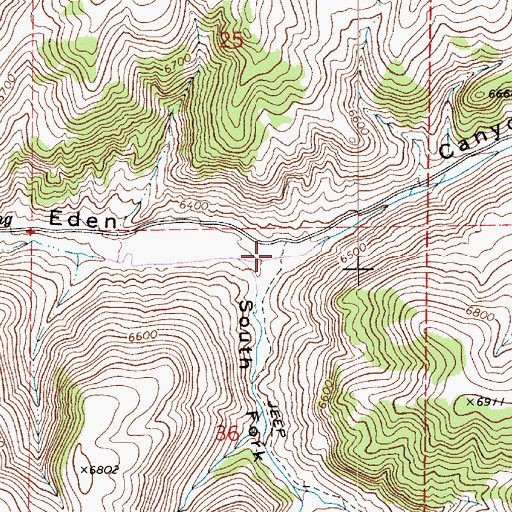 Topographic Map of South Fork South Eden Canyon, UT