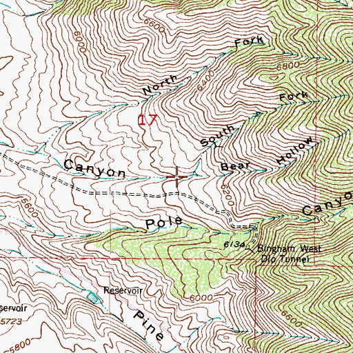 Topographic Map of South Fork Swensons Canyon, UT