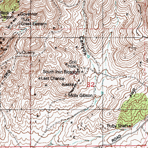 Topographic Map of South Iron Blossom, UT