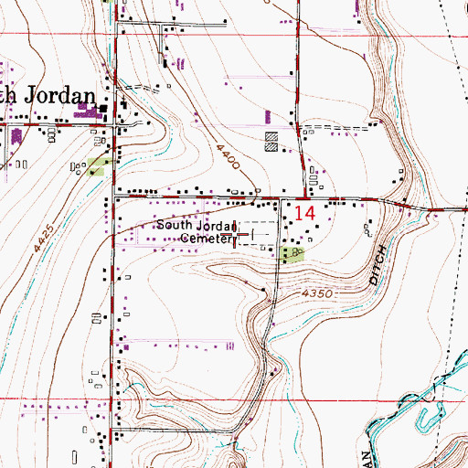 Topographic Map of South Jordan Cemetery, UT
