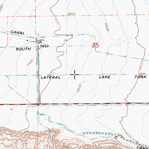 Topographic Map of South Lateral Lake Fork Canal, UT