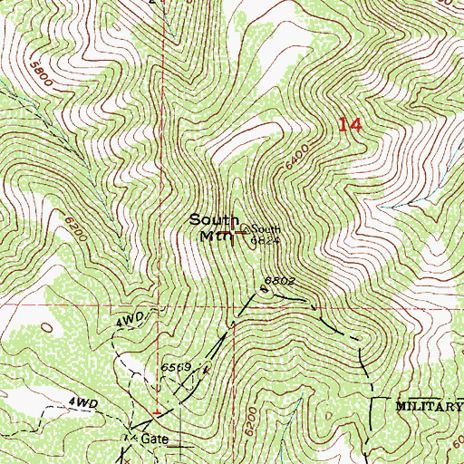 Topographic Map of South Mountain, UT