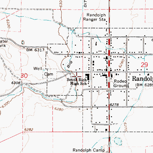 Topographic Map of Rich High School, UT