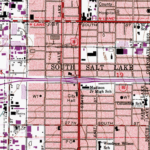Topographic Map of South Salt Lake, UT