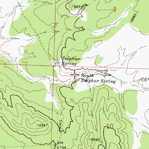 Topographic Map of South Sulphur Spring, UT