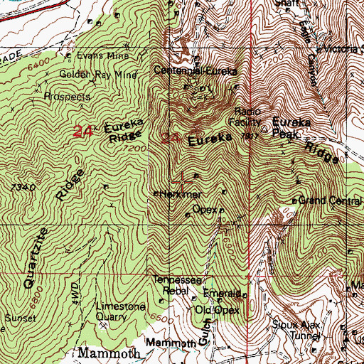 Topographic Map of Southern Eureka, UT