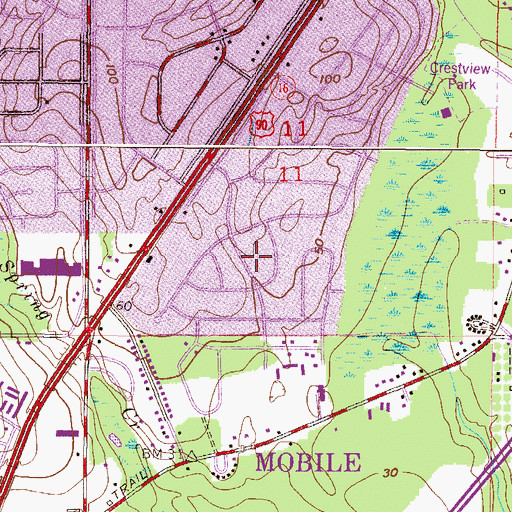Topographic Map of Crestview, AL