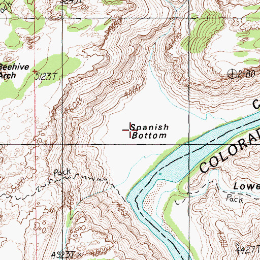 Topographic Map of Spanish Bottom, UT