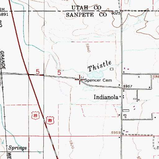 Topographic Map of Spencer Cemetery, UT